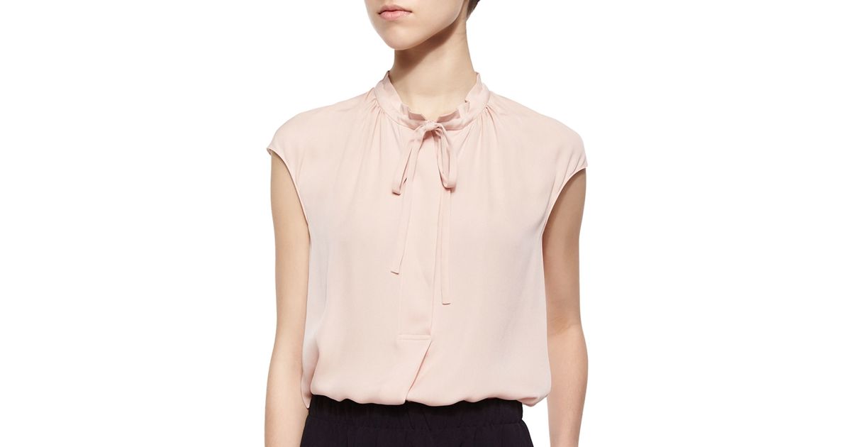 vince tie neck silk blouse