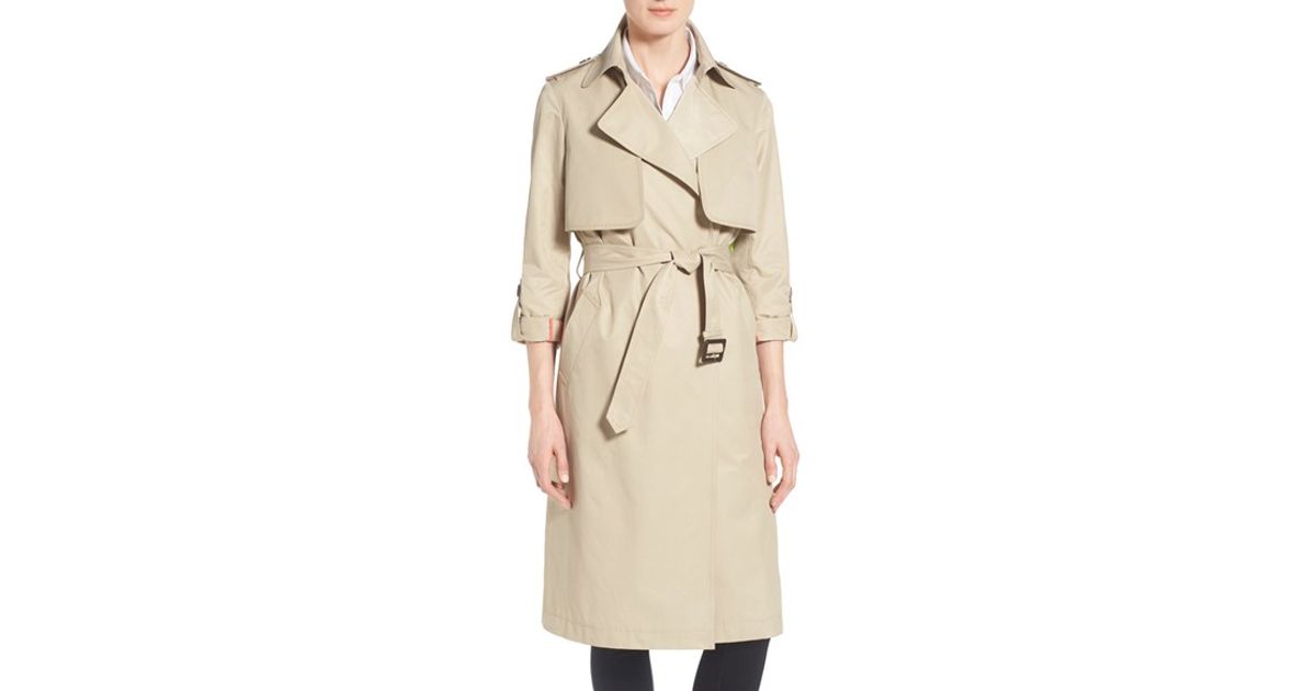 Lyst - Diane Von Furstenberg Roll Sleeve Long Belted Trench Coat in Natural