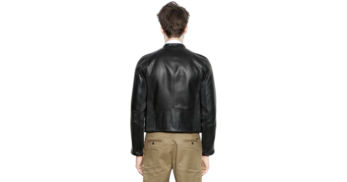 Dsquared² Icon Zipped Leather Moto Jacket In Black Lyst
