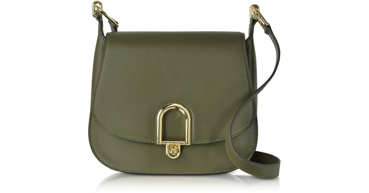 Michael Kors Delfina Large Olive Green Leather Saddle Bag Lyst