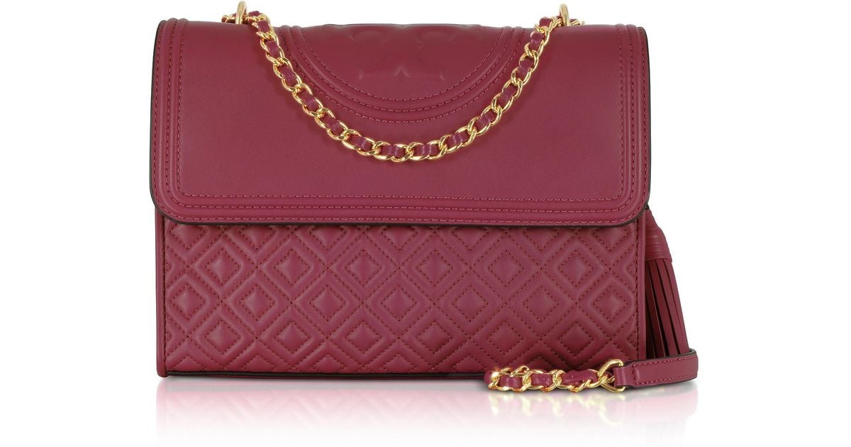 Lyst Tory Burch Fleming Imperial Garnet Leather Convertible Lyst Tory Burch Fleming Imperial Garnet Leather Convertible Shoulder Bag
