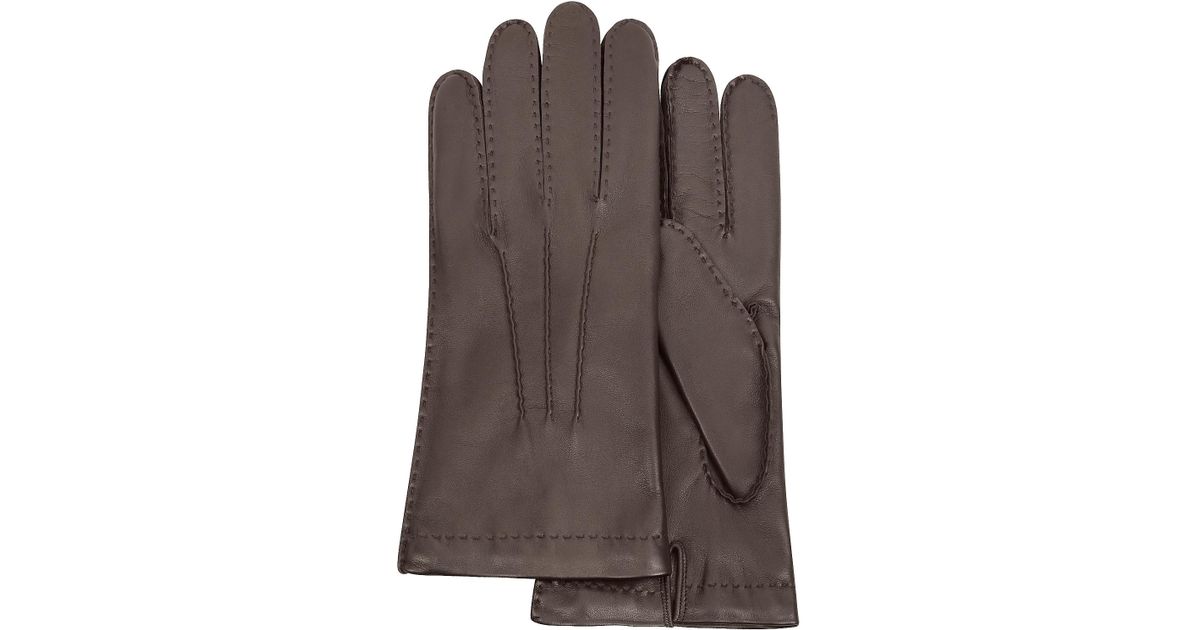 Lyst Forzieri Men's Cashmere Lined Dark Brown Italian Leather Gloves