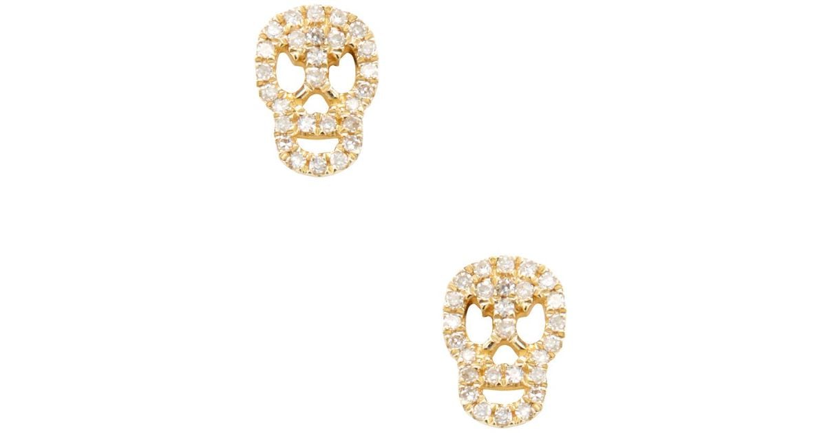 Lyst Cr By Casa Reale 14k Yellow Gold 0 12 Total Ct Diamond Lyst Cr By Casa Reale 14k Yellow Gold 0 12 Total Ct Diamond Skull Stud Earrings In Metallic