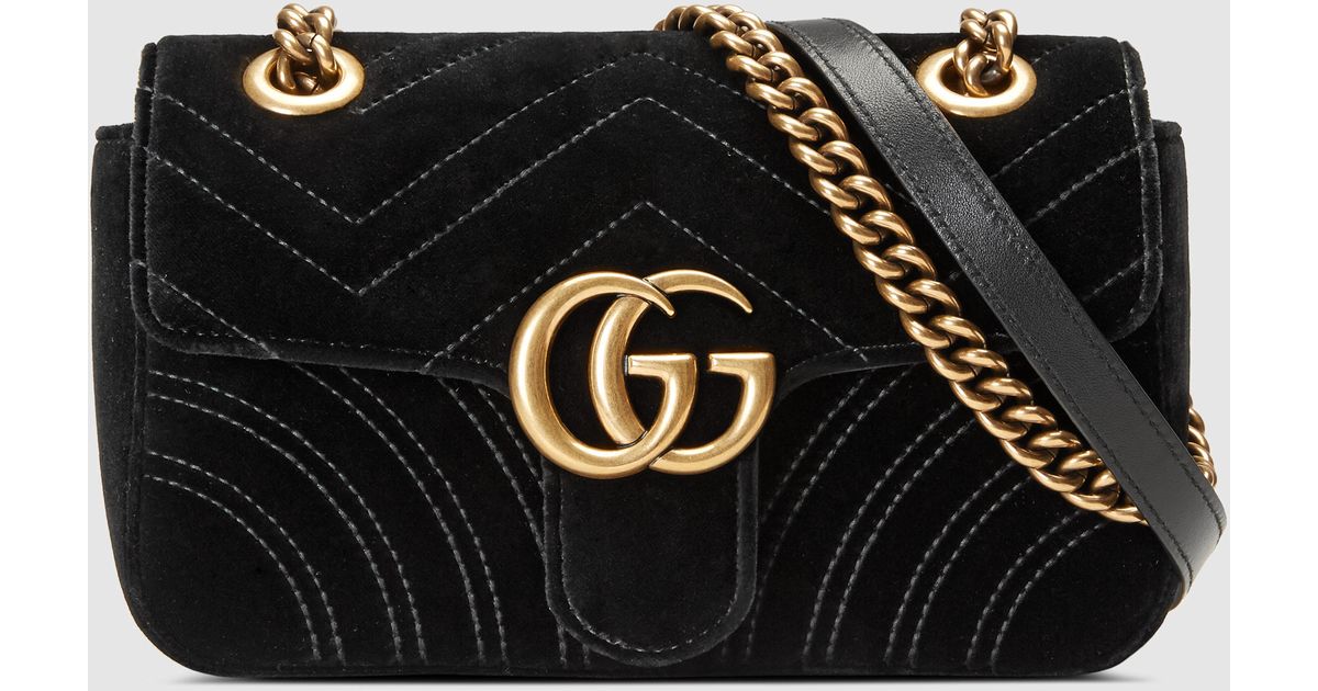 Lyst - Gucci GG Marmont Velvet Mini Shoulder Bag In Black