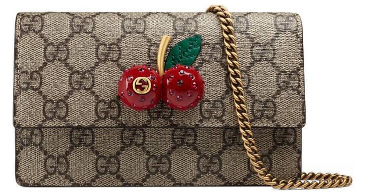 Lyst - Gucci Gg Supreme Mini Bag With Cherries