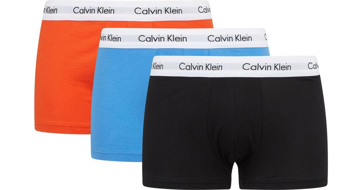 Calvin Klein Cotton Low-rise Trunks (pack Of 3) in Orange for Men - Lyst