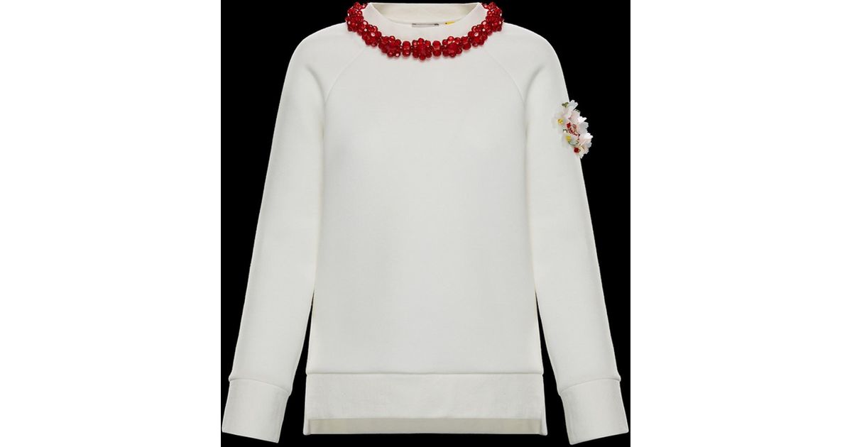 Moncler Genius X Simone Rocha Embellished Logo Patch Sweater in White - Lyst