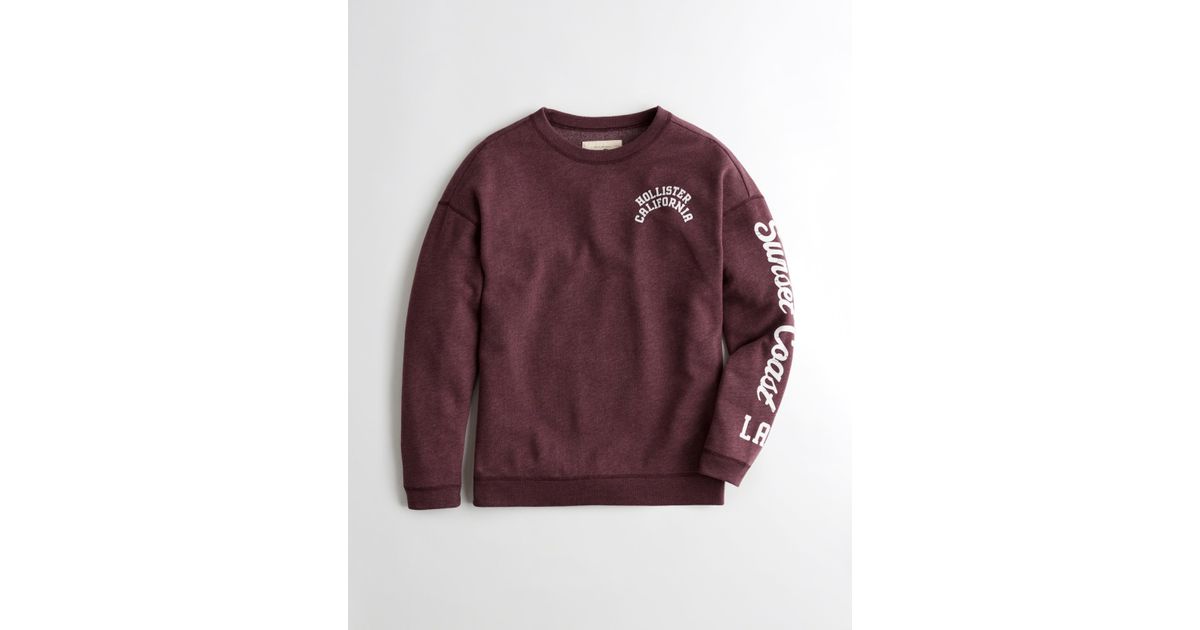 Hollister Oversized Logo Crewneck Sweatshirt in Purple | Lyst