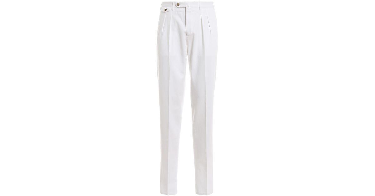 PT01 The Draper White Cotton Trousers for Men - Lyst