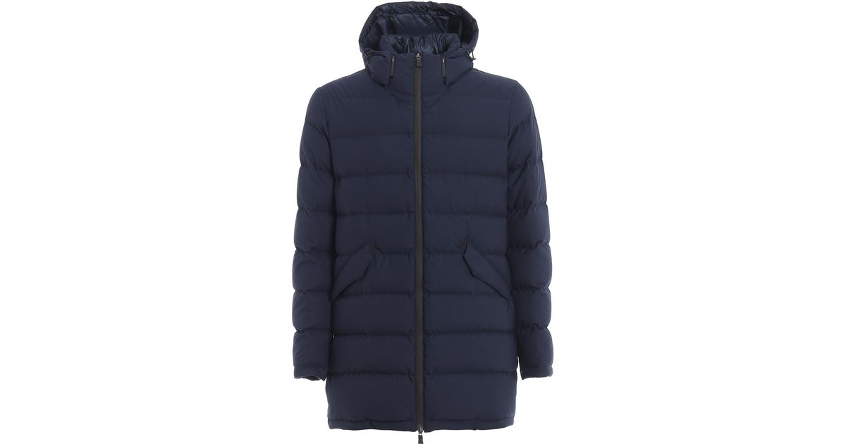 Herno Synthetic Honeycomb Hooded Padded Coat in Blue for Men - Lyst