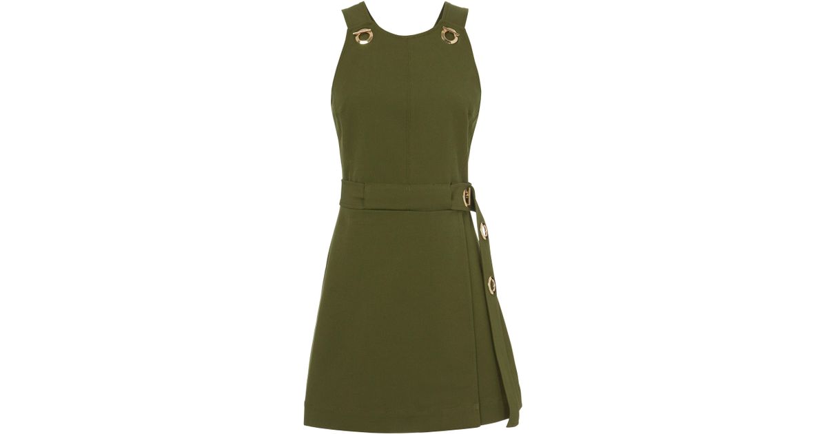 10 Crosby Derek Lam Grommet Detail Twill Dress In Green Lyst