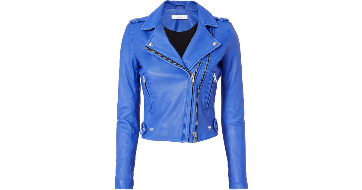 Lyst Iro Dylan Blue Leather Moto Jacket In