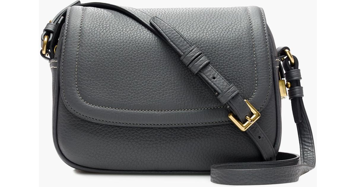 J Crew Signet Flap Bag In Italian Leather Gray Lyst