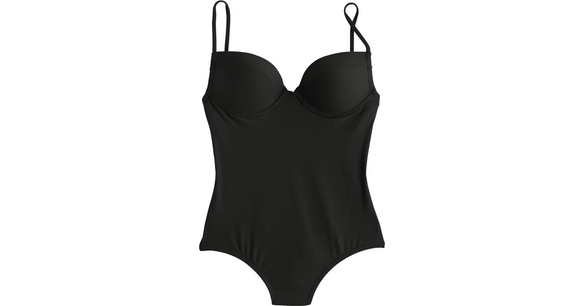 J.crew Underwire Push-up One-piece Swimsuit in Black | Lyst