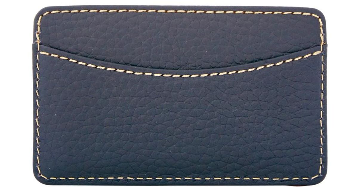 Dooney & bourke Pebble Grain Business Card Case in Blue | Lyst