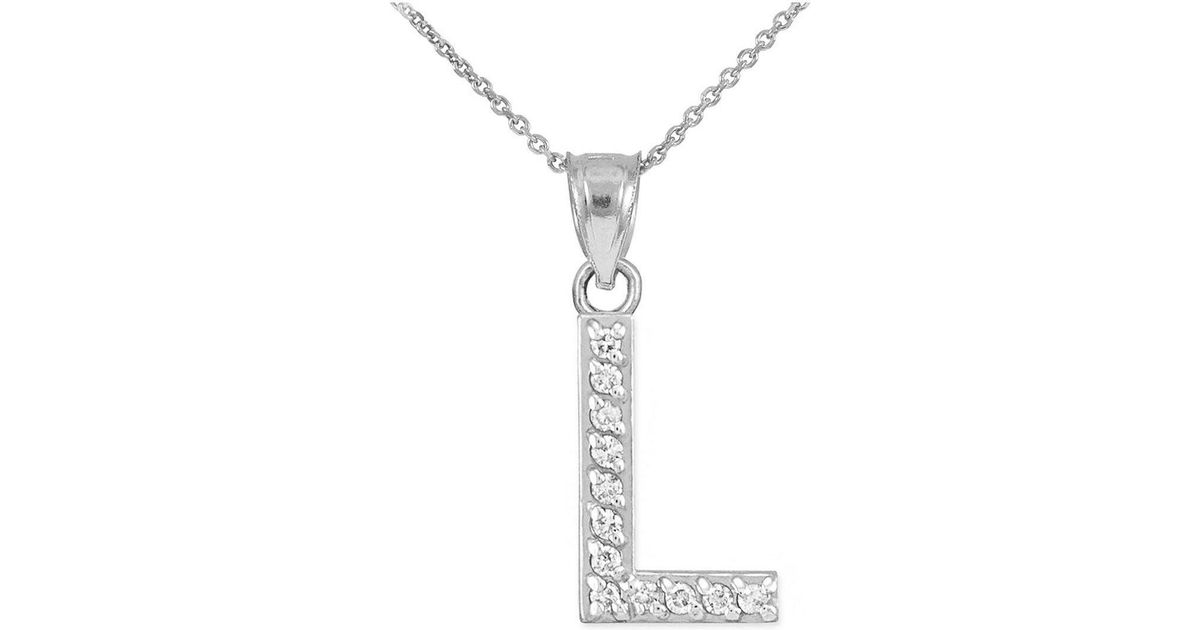 Lyst Qp Jewellers Diamond Letter L Pendant Necklace In 9kt White Lyst Qp Jewellers Diamond Letter L Pendant Necklace In 9kt White Gold Metallic