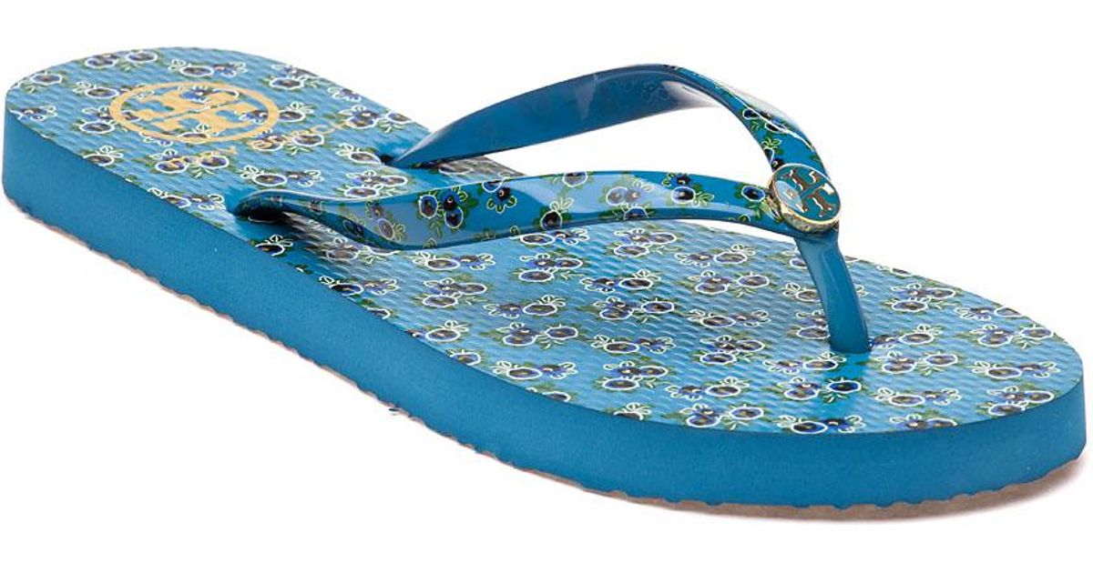 tory burch thin flip flop blue