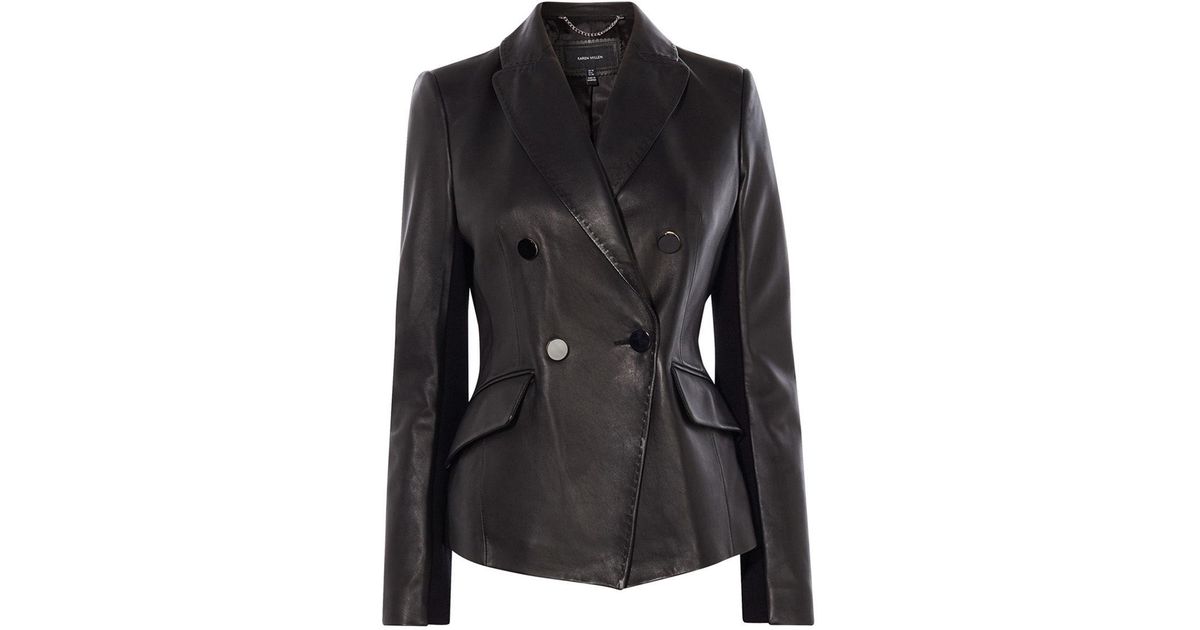 Karen Millen Black Tailored Leather Jacket