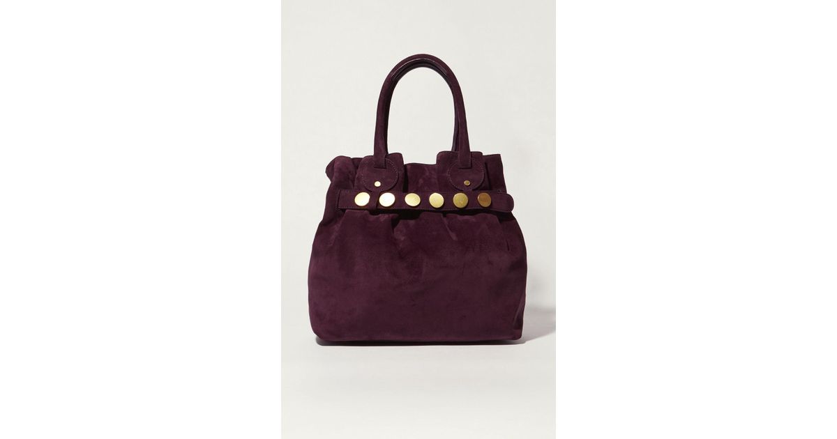 Lyst Karen Millen Suede Studded Slouch Bag Aubergine In Purple
