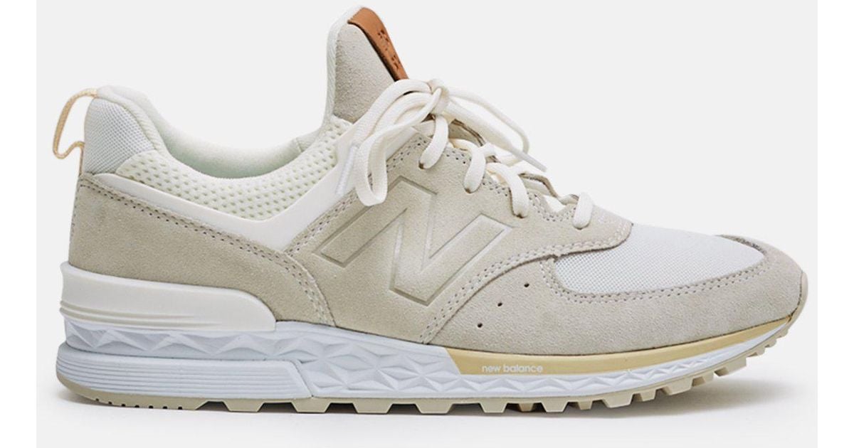 New Balance White 574 Sport Suede Mesh Sneakers New Balance White 574 Sport Suede Mesh Sneakers