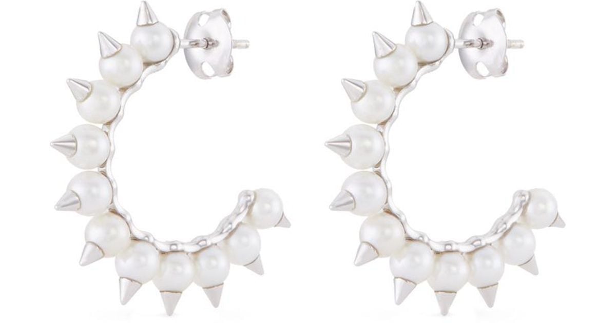 Lyst Tasaki Danger Tribe Freshwater Pearl Stud Hoop Earrings In Lyst Tasaki Danger Tribe Freshwater Pearl Stud Hoop Earrings In White