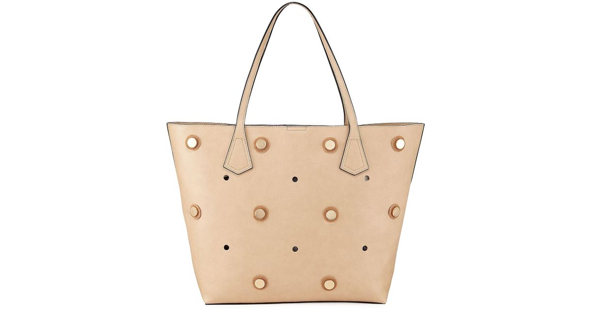 Neiman Marcus Studded Faux Tote Bag in Natural - Lyst