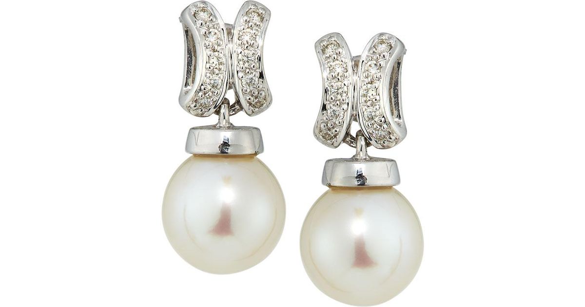 Lyst Belpearl 14k Freshwater Pearl Diamond Dangle Earrings In Lyst Belpearl 14k Freshwater Pearl Diamond Dangle Earrings In Metallic