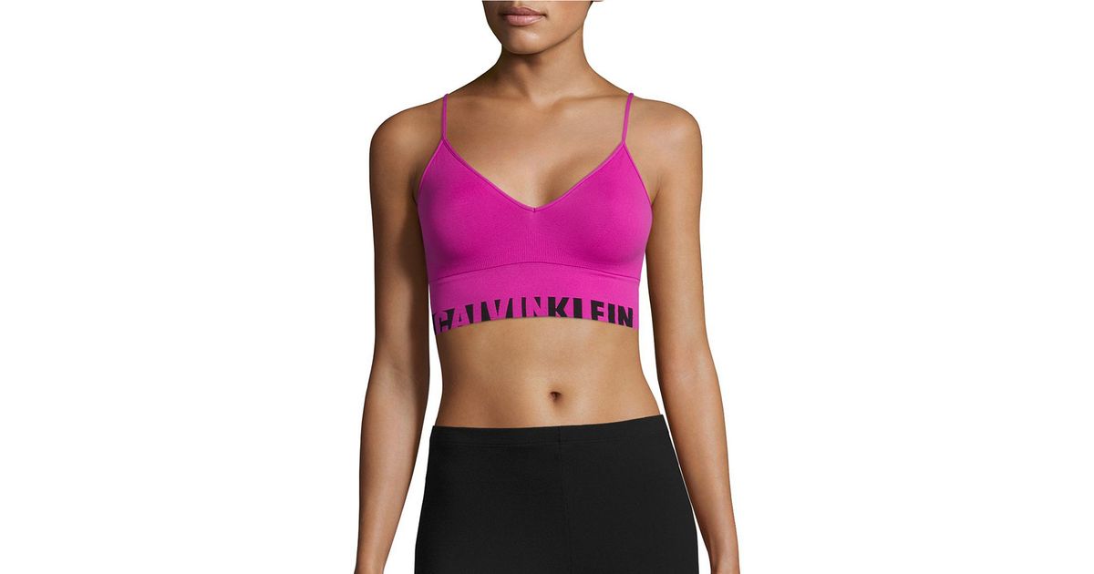 Calvin Klein Longline Bralette In Pink Lyst 