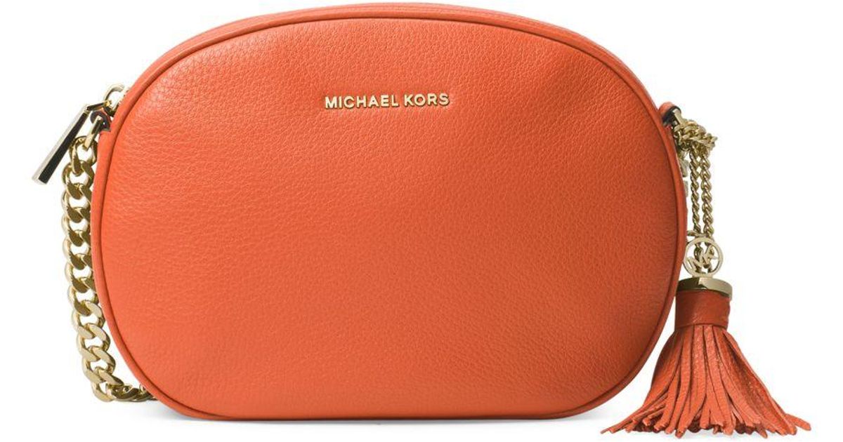 Lyst Michael Kors Medium Leather Messenger Bag In Orange