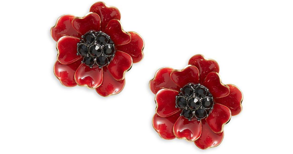 Lyst Kate Spade Precious Poppies Stud Earrings In Red