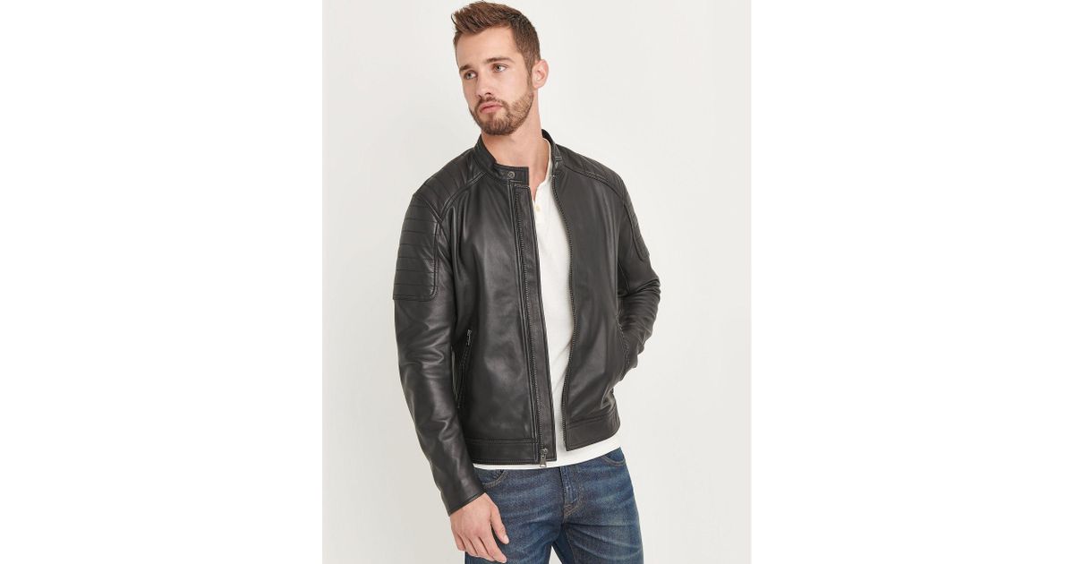Lucky Brand Clean Moto Panel Jacket In Black For Men Lyst