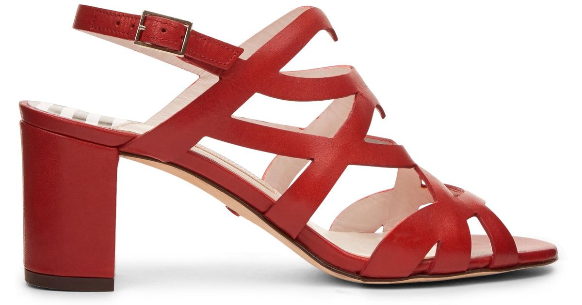 Lyst Lulu Guinness Red Block Heel Fifi Sandal in Red