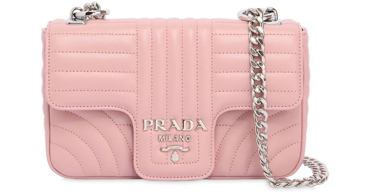 Prada Small Quilted Soft Leather Flap Bag in Pink - Lyst