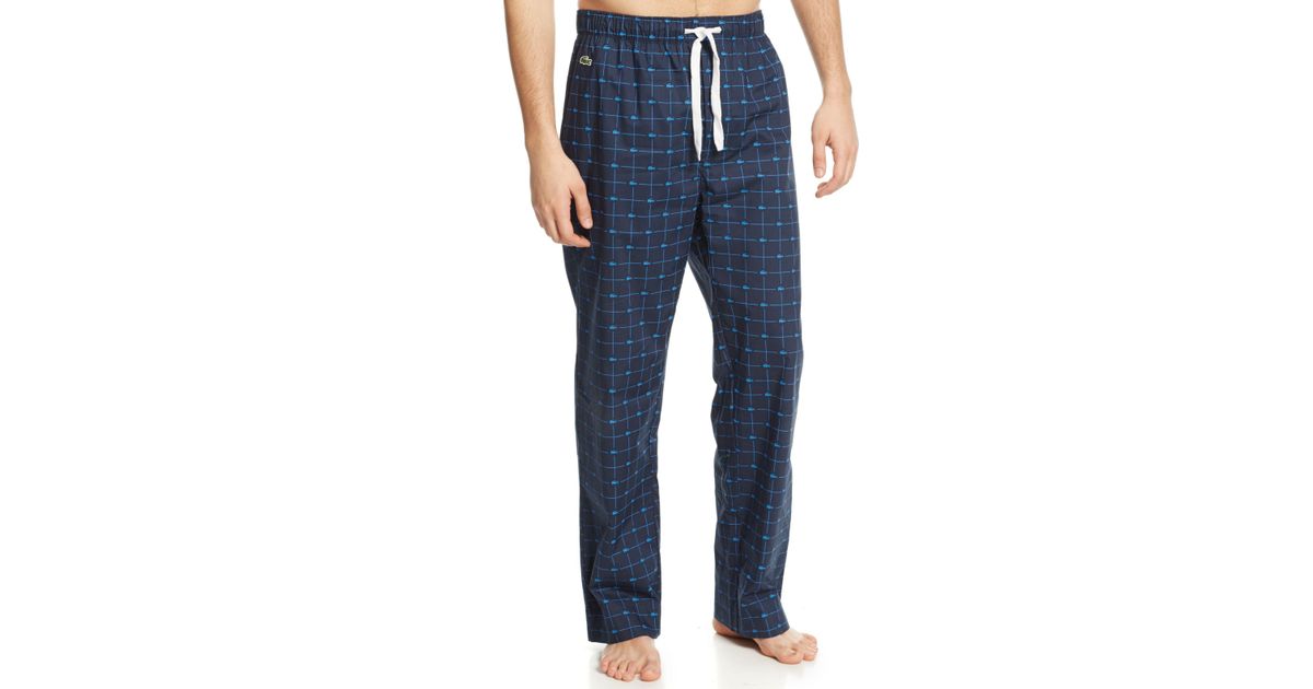 Lacoste Croc Print Pajama Pants in Blue for Men | Lyst