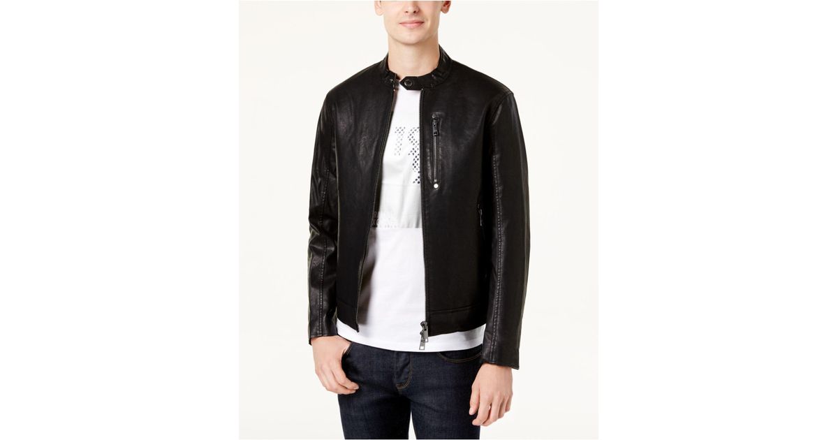 Lyst Armani Exchange Men S Faux Leather Moto Jacket In Black For