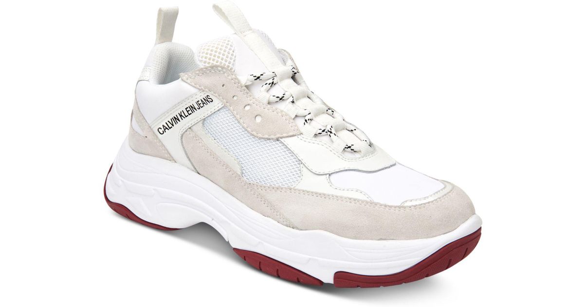 calvin klein marvin chunky sole trainers in white