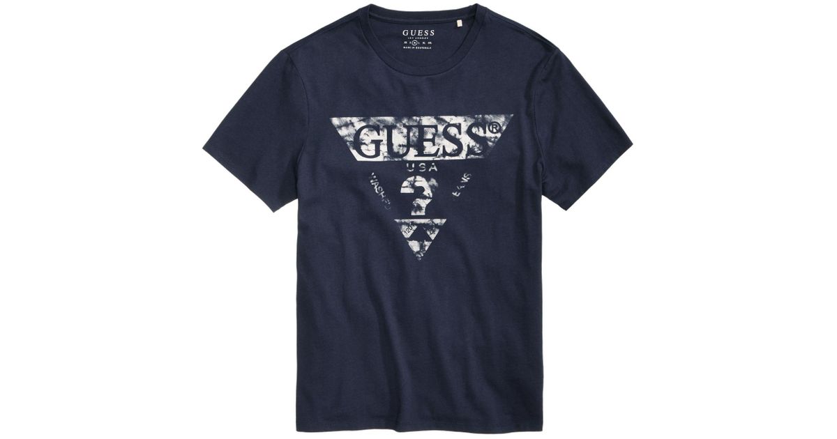Lyst Guess Men S Triangle Logo Print T Shirt In Blue For