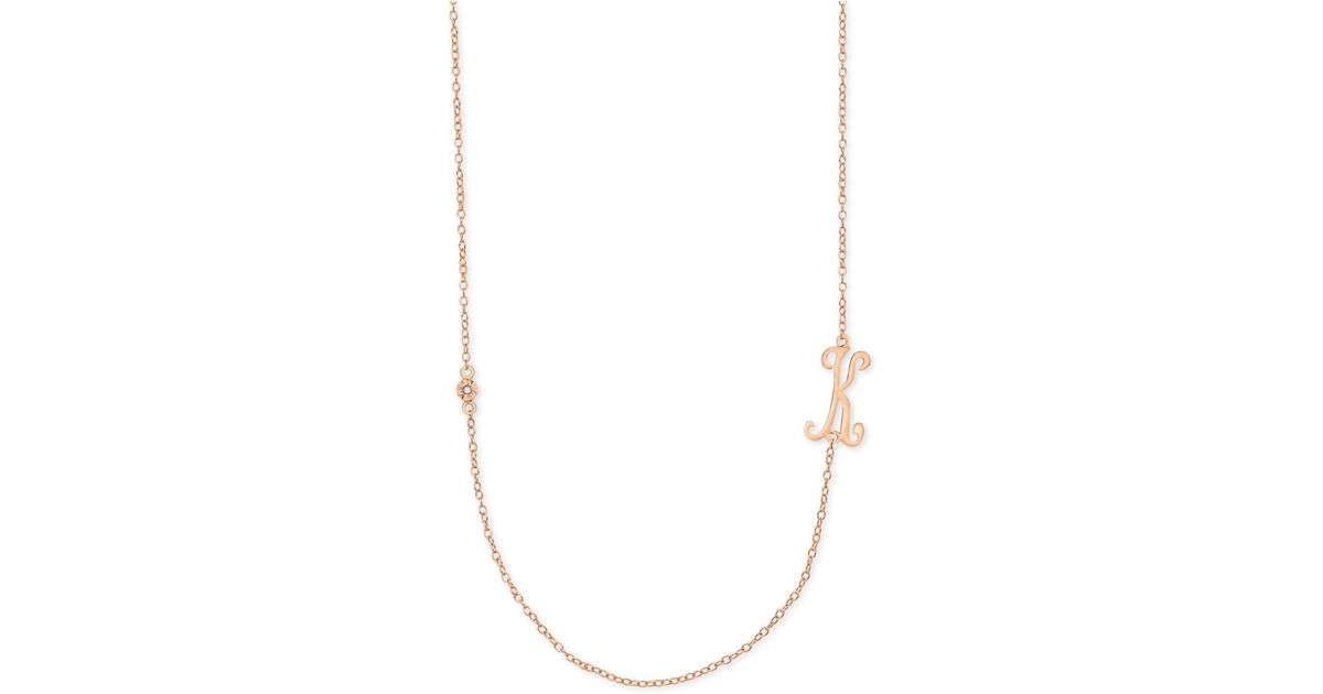 Macy S Metallic Diamond Accent Initial Pendant In 18k Rose Gold Plated Sterling Silver Lyst