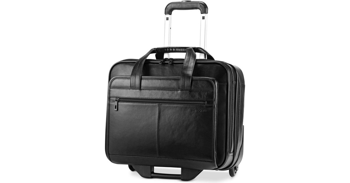 Samsonite Rolling Leather Business Case Mobile Office In Black Samsonite Rolling Leather Business Case Mobile Office In Black For Men Lyst