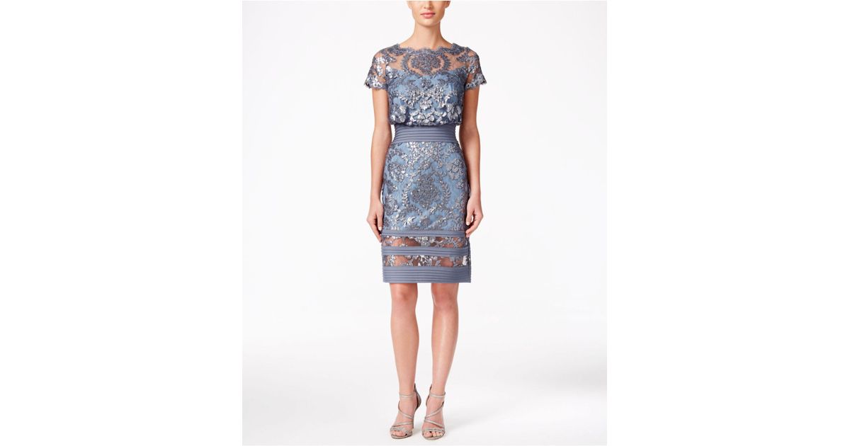 Tadashi Illusion Lace Blouson Dress