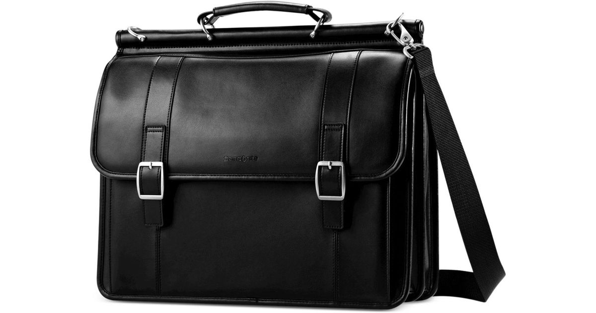 Samsonite Leather Briefcase Dowel Flapover Business Case In Black Samsonite Leather Briefcase Dowel Flapover Business Case In Black For Men Lyst