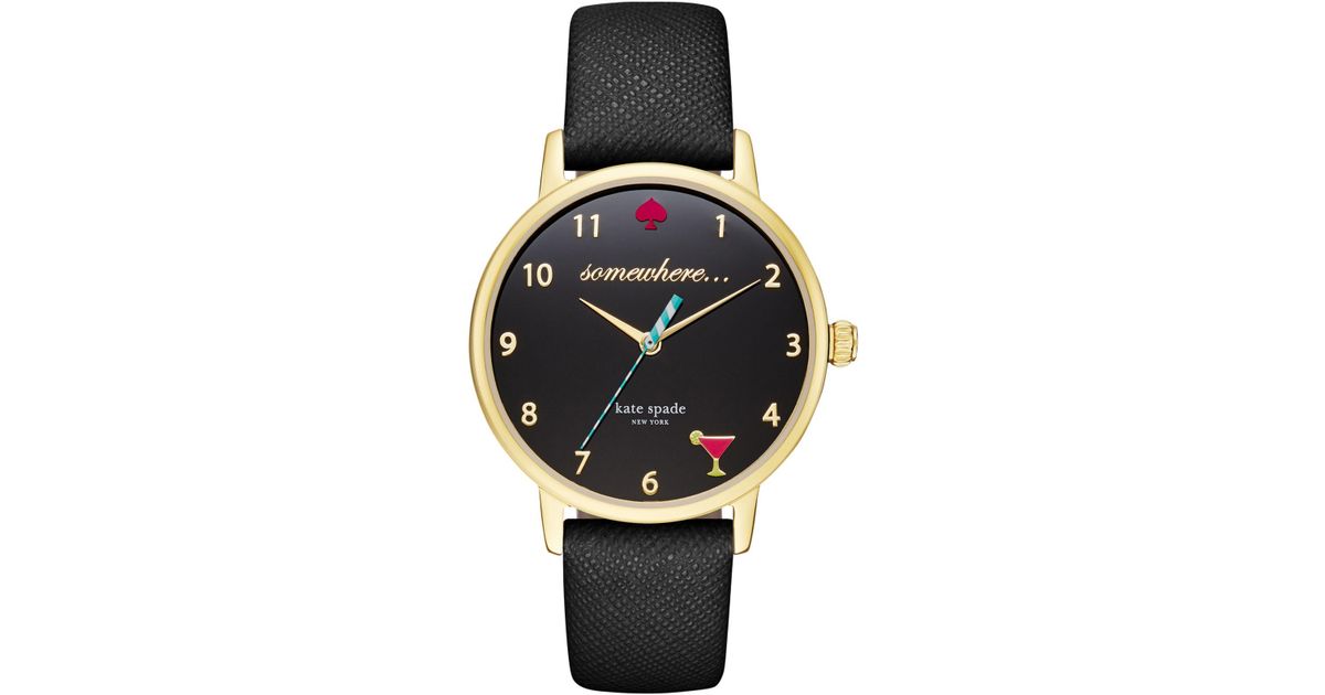 Lyst - Kate Spade Women's Black Leather Strap Watch 34mm  