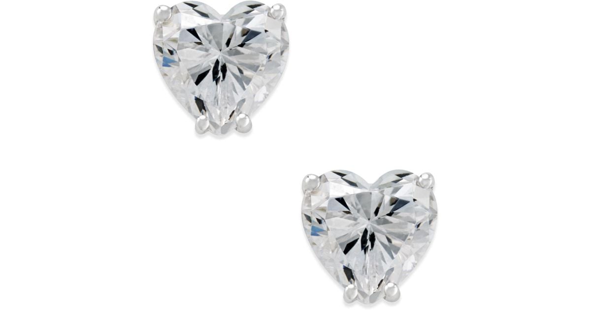 Lyst Arabella Swarovski Zirconia Heart Stud Earrings In 14k White Lyst Arabella Swarovski Zirconia Heart Stud Earrings In 14k White Gold