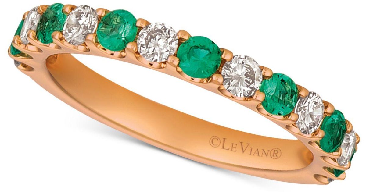 Le Vian Emerald Emerald 13 Ct Tw Diamonds 12 Ct Tw Band In 14k Rose Gold Also Available In Ruby Sapphire 