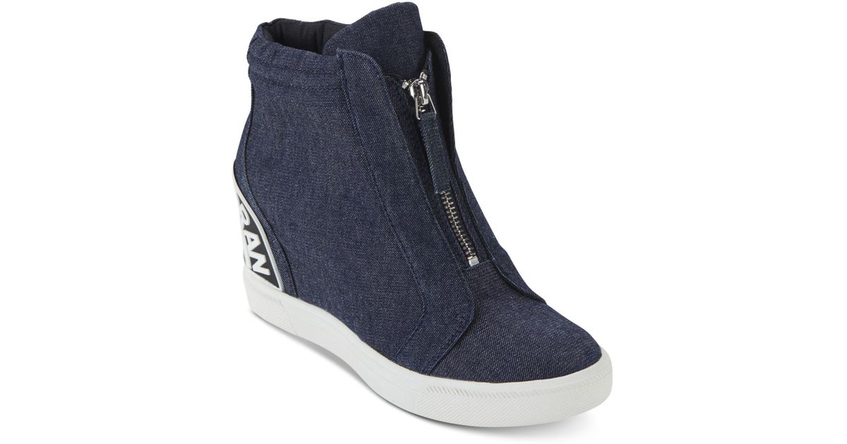 denim wedge trainers