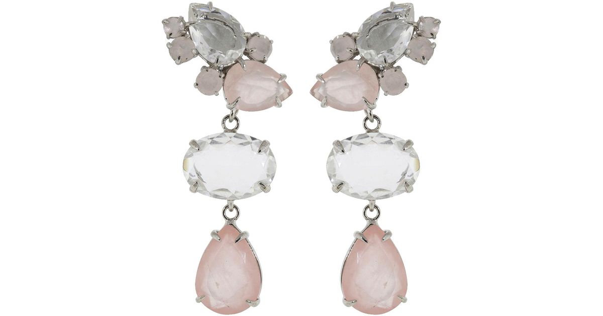 Lyst Bounkit Rose And Clear Quartz Earrings