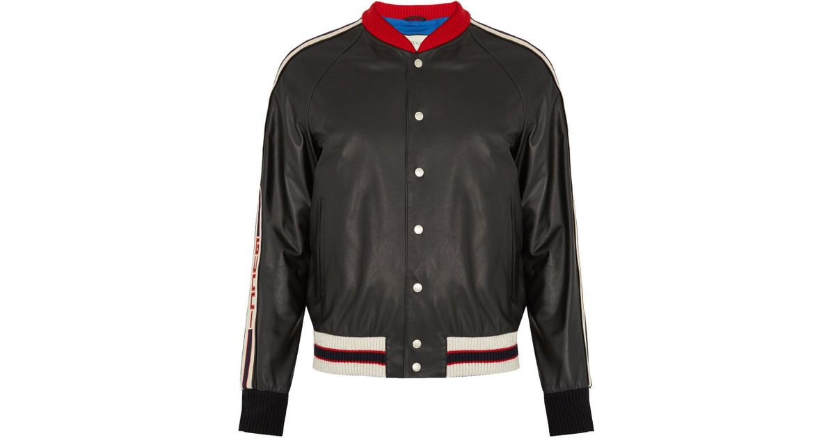 gucci leather jacket bomber