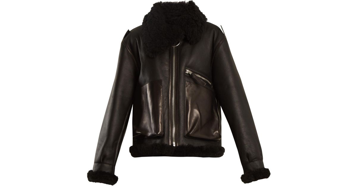 Lyst Acne Lore Patch Pocket Shearling Jacket In Black