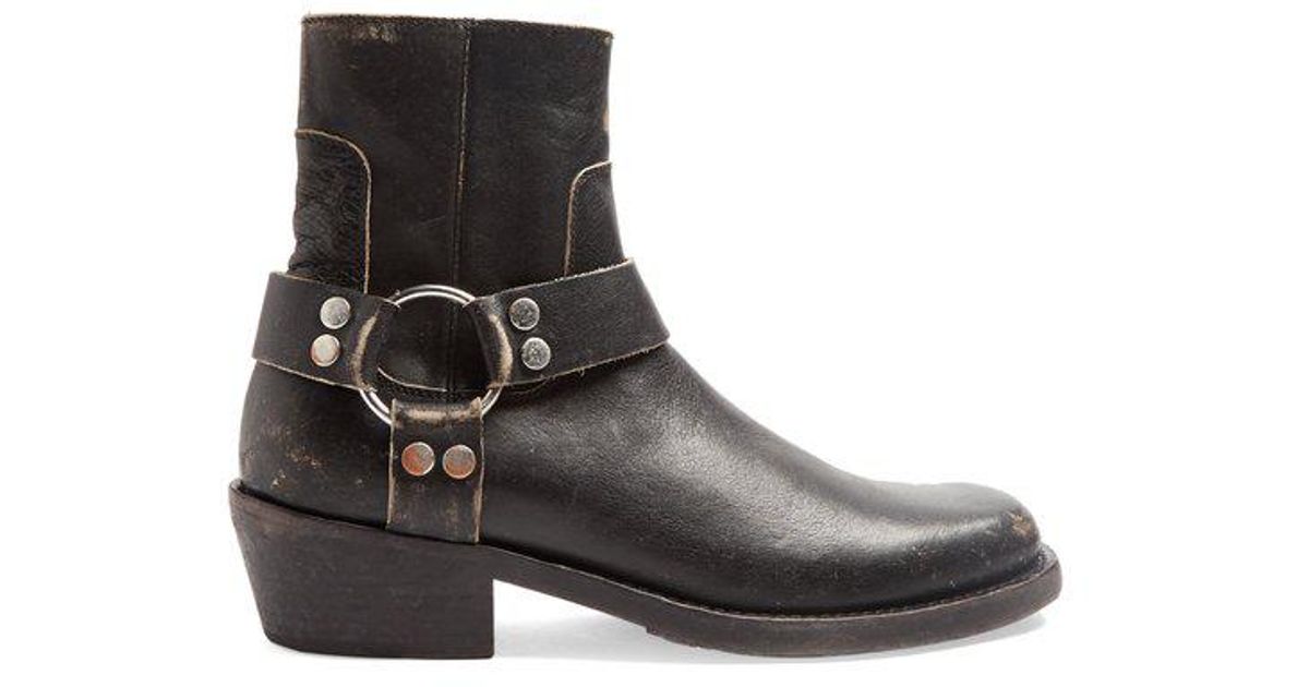 Balenciaga Santiago Distressed-leather Boots in Black - Lyst