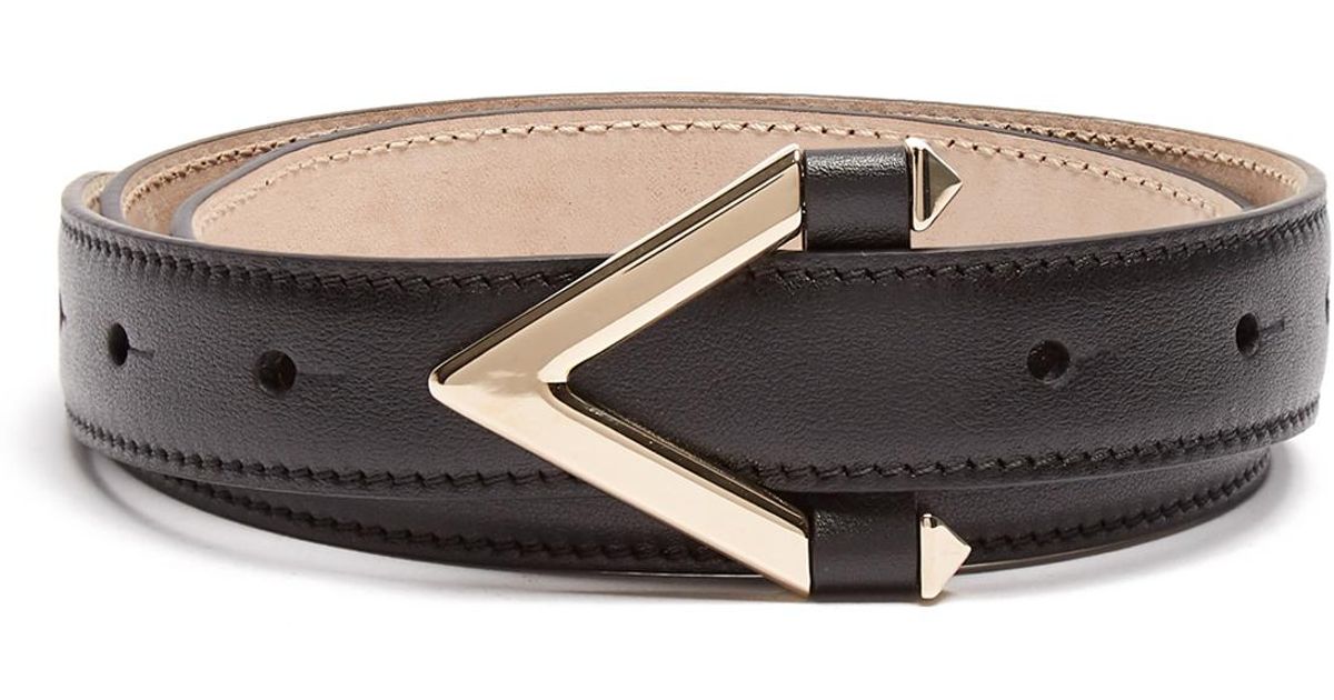 Valentino Monogram Skinny Leather Belt In Black Lyst